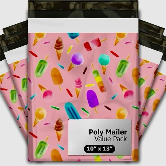 Other - 20 Poly Mailer Value Pack - Pink Ice Cream Pattern (10" x 13") Qty 20